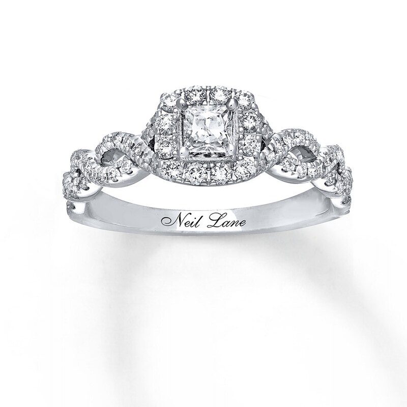 Main Image 1 of Previously Owned Neil Lane Diamond Ring 5/8 ct tw Princess & Round-cut 14K White Gold Size 5