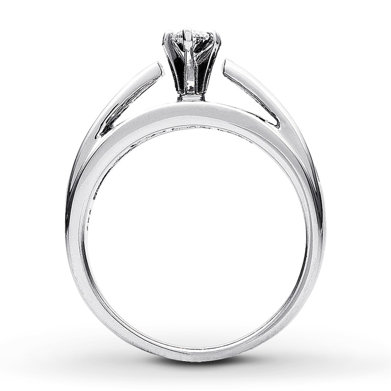 Previously Owned Diamond Engagement Ring 1 ct tw Marquise, Baguette & Round-cut 14K White Gold