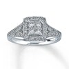 Thumbnail Image 1 of Previously Owned Diamond Engagement Ring 1/2 ct tw Princess & Round-cut Diamonds 14K White Gold - Size 3.75