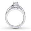 Thumbnail Image 2 of Previously Owned Diamond Bridal Set 1-1/2 ct tw Princess & Round-cut 14K White Gold - Size 8.5