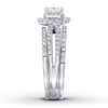 Thumbnail Image 3 of Previously Owned Diamond Bridal Set 1-1/2 ct tw Princess & Round-cut 14K White Gold - Size 8.5