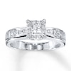 Thumbnail Image 1 of Previously Owned Diamond Engagement Ring 3/4 ct tw Princess & Round-cut 14K White Gold - Size 4.5