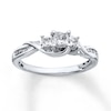 Thumbnail Image 1 of Previously Owned 3-Stone Diamond Ring 1/2 ct tw Princess & Round-cut 10K White Gold - Size 5