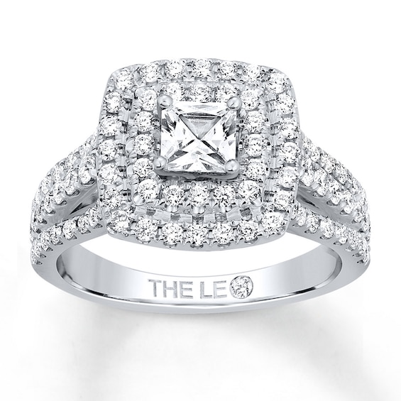 Previously Owned THE LEO Engagement Ring 1-1/4 ct tw Princess & Round-cut Diamonds 14K White Gold Size 4