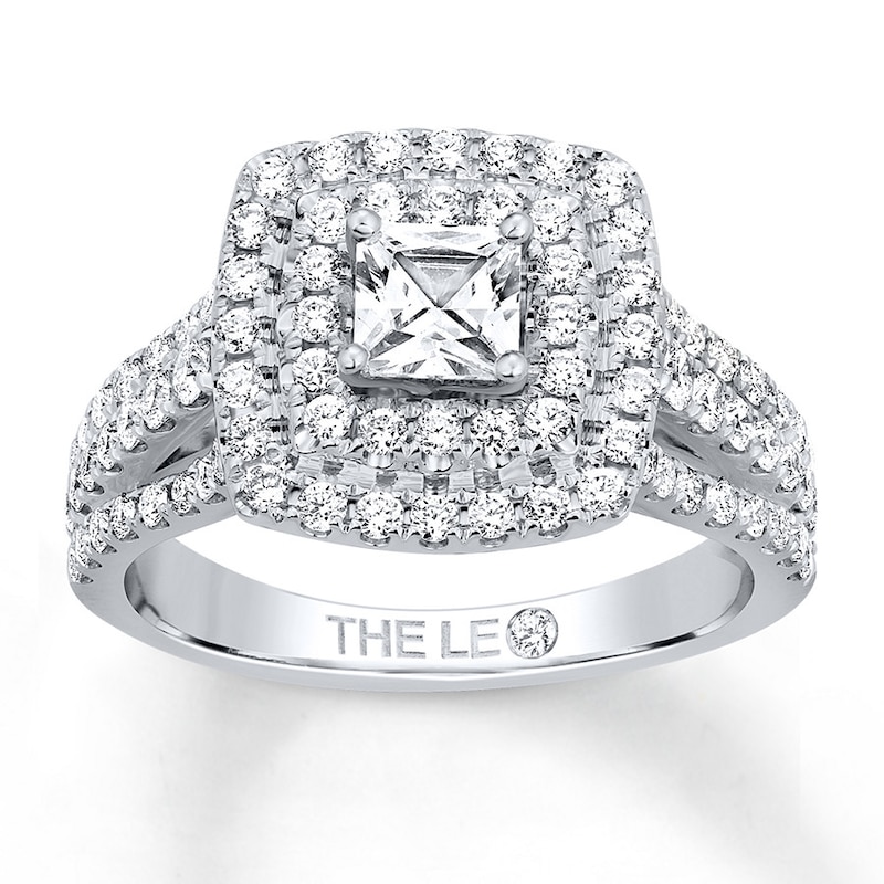 Previously Owned THE LEO Engagement Ring 1-1/4 ct tw Princess & Round-cut Diamonds 14K White Gold - Size 4