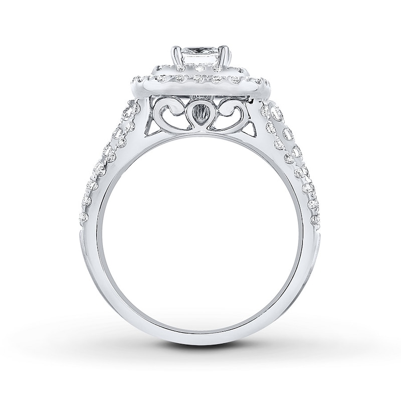Main Image 2 of Previously Owned THE LEO Engagement Ring 1-1/4 ct tw Princess & Round-cut Diamonds 14K White Gold - Size 4