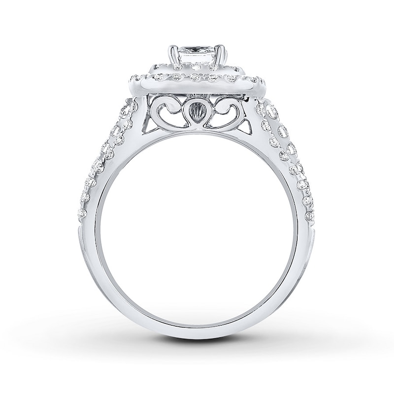 Previously Owned THE LEO Engagement Ring 1-1/4 ct tw Princess & Round-cut Diamonds 14K White Gold - Size 4