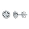 Previously Owned Diamond Halo Stud Earrings 1-1/2 ct tw Round-Cut 14K White Gold