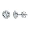 Thumbnail Image 1 of Previously Owned Diamond Halo Stud Earrings 1-1/2 ct tw Round-Cut 14K White Gold