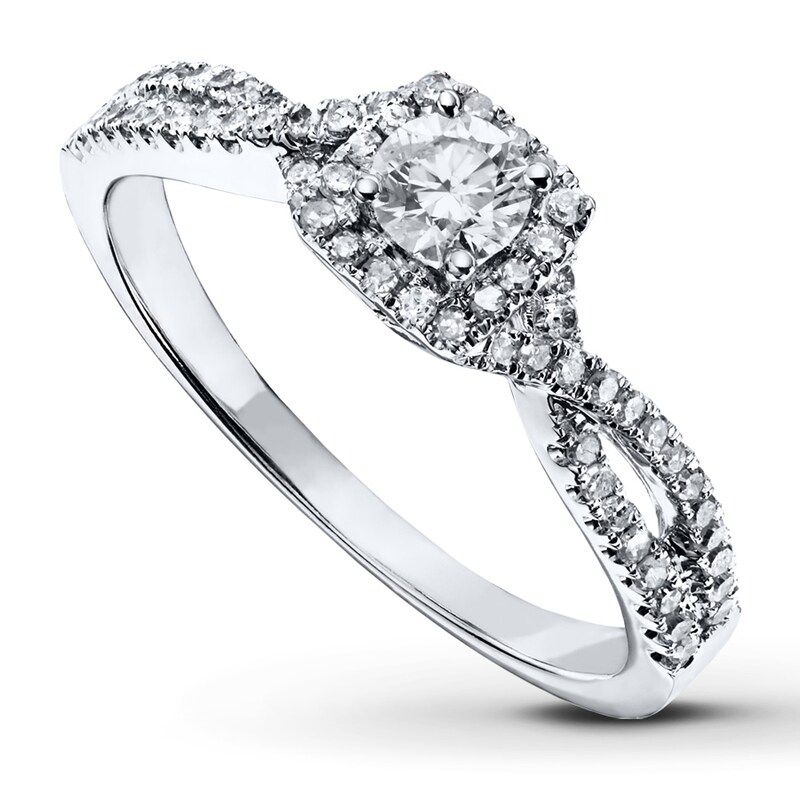 Main Image 1 of Previously Owned Diamond Engagement Ring 3/8 ct tw Round-cut 14K White Gold