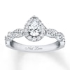 Thumbnail Image 1 of Previously Owned Neil Lane Engagement Ring 3/4 ct tw Pear & Round-cut Diamonds 14K White Gold
