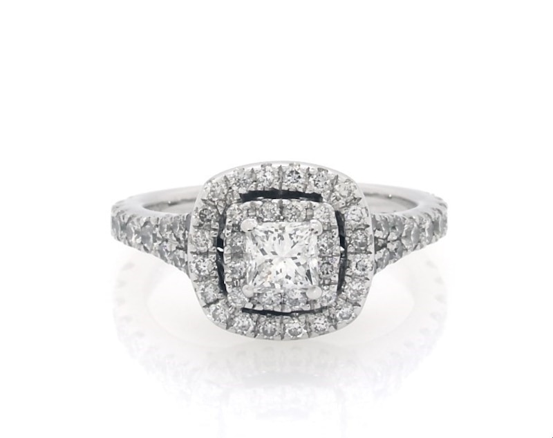 Main Image 1 of Previously Owned Neil Lane Princess-Cut Diamond Engagement Ring 1 ct tw 14K White Gold Size 4