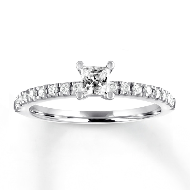 Main Image 1 of Previously Owned Diamond Ring 1/2 ct tw Princess & Round-cut 14K White Gold