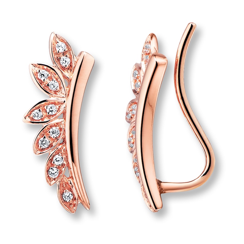 Main Image 1 of Previously Owned Earring Climbers 1/15 ct tw Diamonds 10K Rose Gold