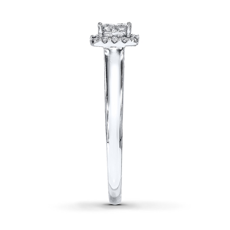 Main Image 3 of Previously Owned Diamond Ring 1/4 ct tw Princess & Round-cut 10K White Gold