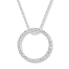 Thumbnail Image 1 of Previously Owned Diamond Circle Necklace 1/10 ct tw Round-cut Sterling Silver