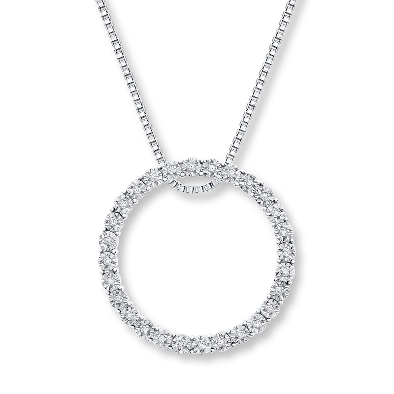 Main Image 1 of Previously Owned Diamond Circle Necklace 1/10 ct tw Round-cut Sterling Silver