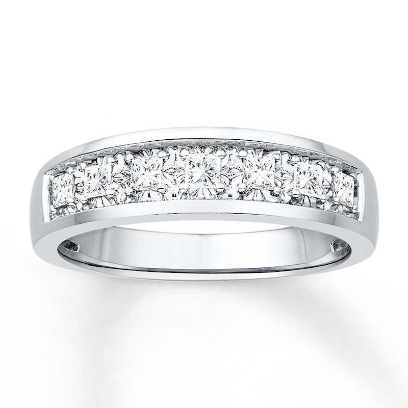Main Image 1 of Previously Owned Men's Wedding Band 1/2 ct tw Diamonds 10K White Gold