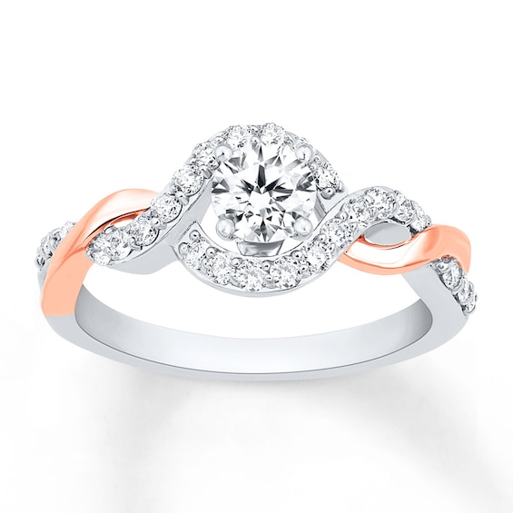 Previously Owned Diamond Engagement Ring 7/8 ct tw Round-cut 14K Two-Tone Gold