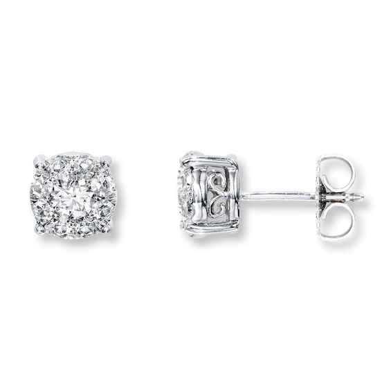 Previously Owned Diamond Earrings 1 ct tw Round-cut 14K White Gold