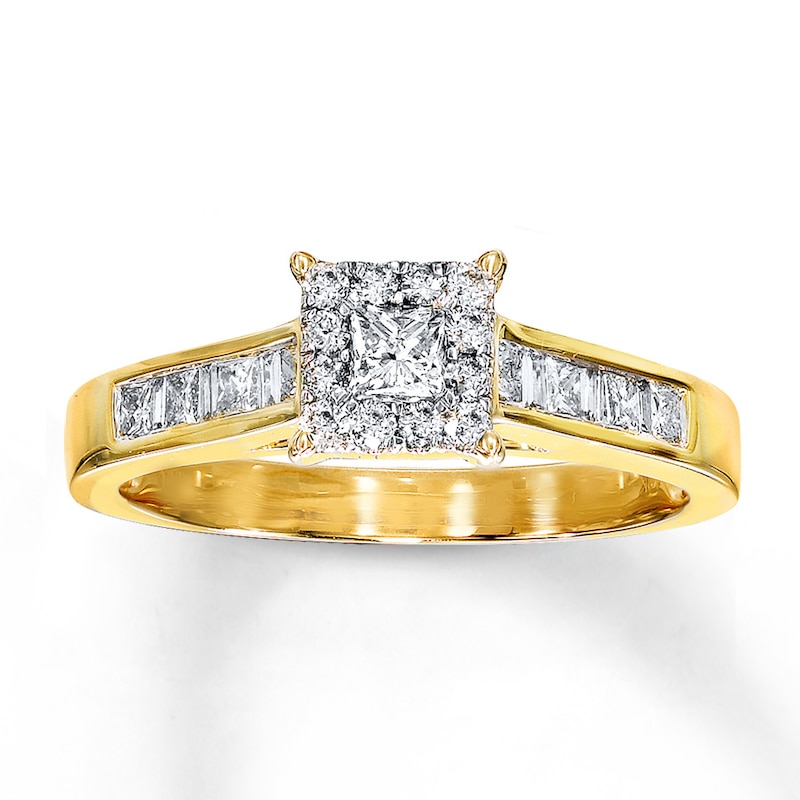 Main Image 1 of Previously Owned Diamond Engagement Ring 5/8 ct tw Princess & Round-cut  14K Yellow Gold