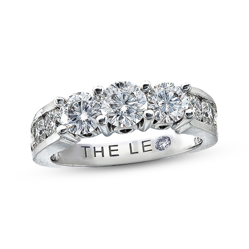 Main Image 1 of Previously Owned THE LEO Diamond Three-Stone Engagement Ring 2 ct tw 14K White Gold & Platinum