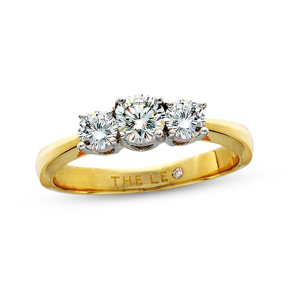 Previously Owned Three-Stone THE LEO Diamond Engagement Ring 1 ct tw Round-cut 14K Yellow Gold