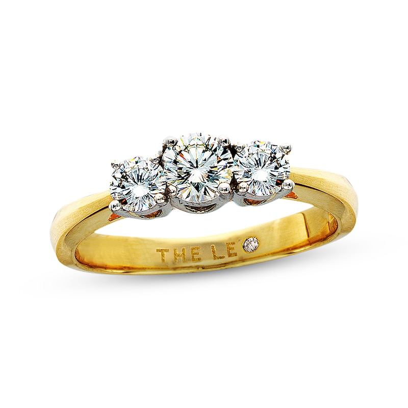 Previously Owned Three-Stone THE LEO Diamond Engagement Ring 1 ct tw Round-cut 14K Yellow Gold