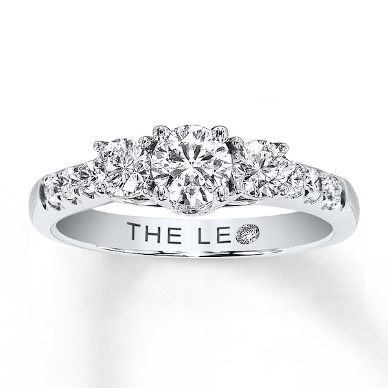 Previously Owned THE LEO Diamond Three-Stone Ring 1 ct tw Round-cut 14K White Gold