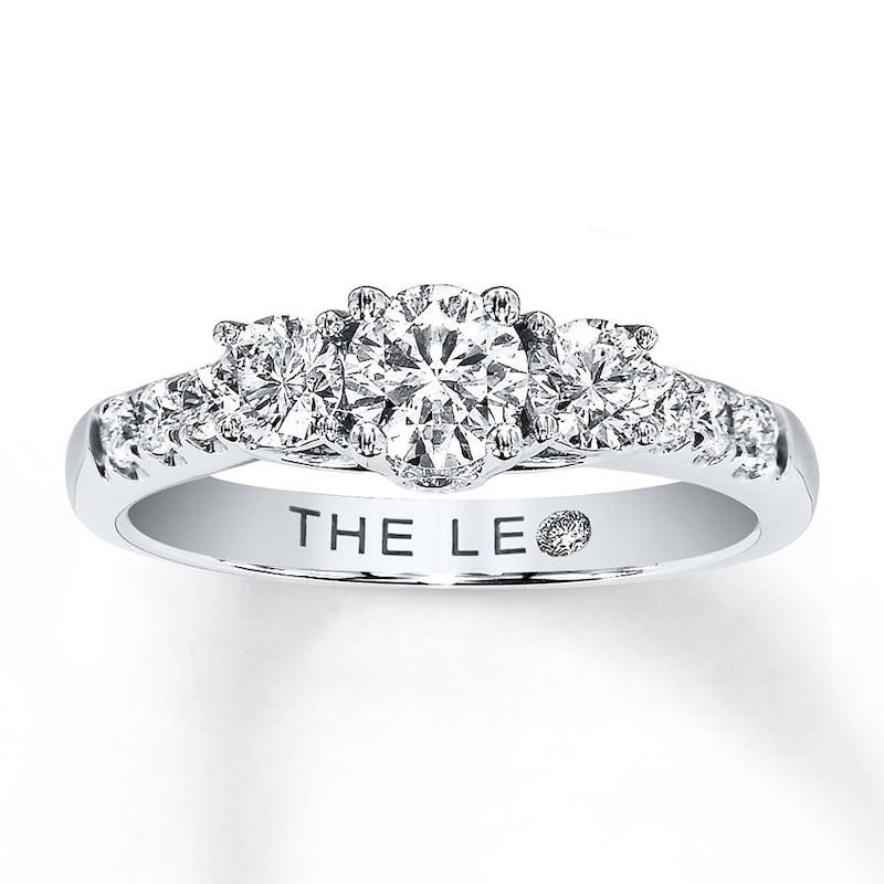 Main Image 1 of Previously Owned THE LEO Diamond Three-Stone Ring 1 ct tw Round-cut 14K White Gold