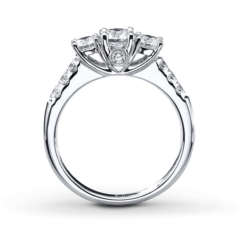 Previously Owned THE LEO Diamond Three-Stone Ring 1 ct tw Round-cut 14K White Gold