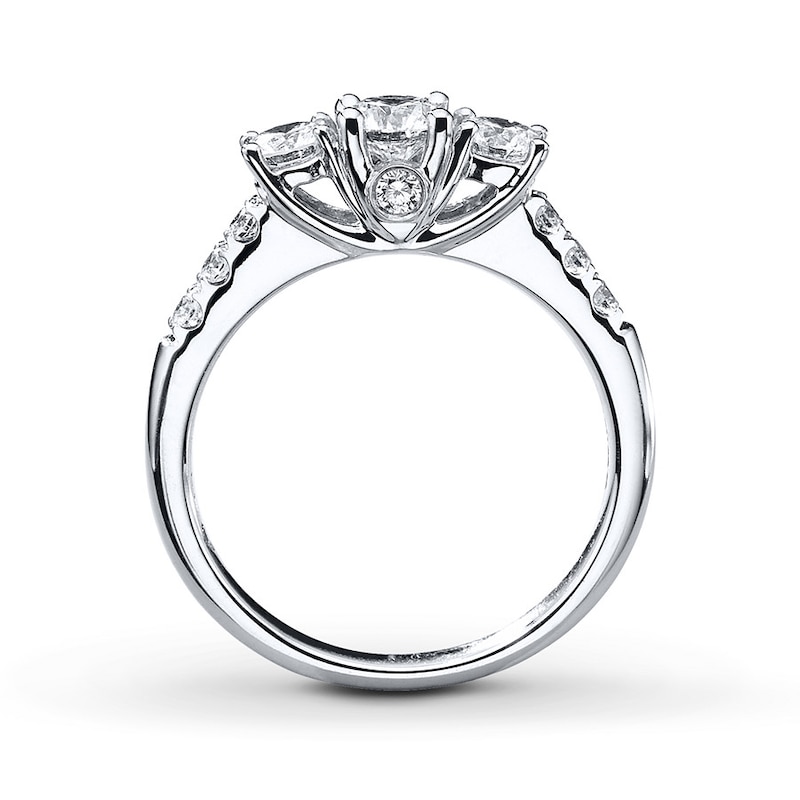 Main Image 2 of Previously Owned THE LEO Diamond Three-Stone Ring 1 ct tw Round-cut 14K White Gold