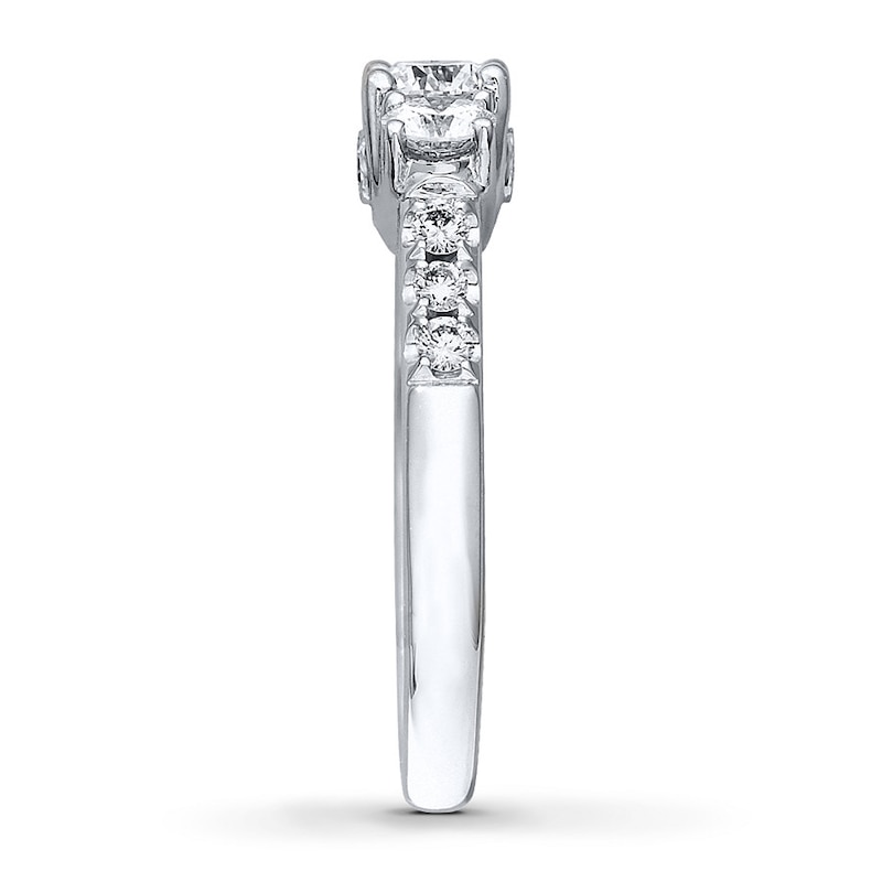 Main Image 3 of Previously Owned THE LEO Diamond Three-Stone Ring 1 ct tw Round-cut 14K White Gold
