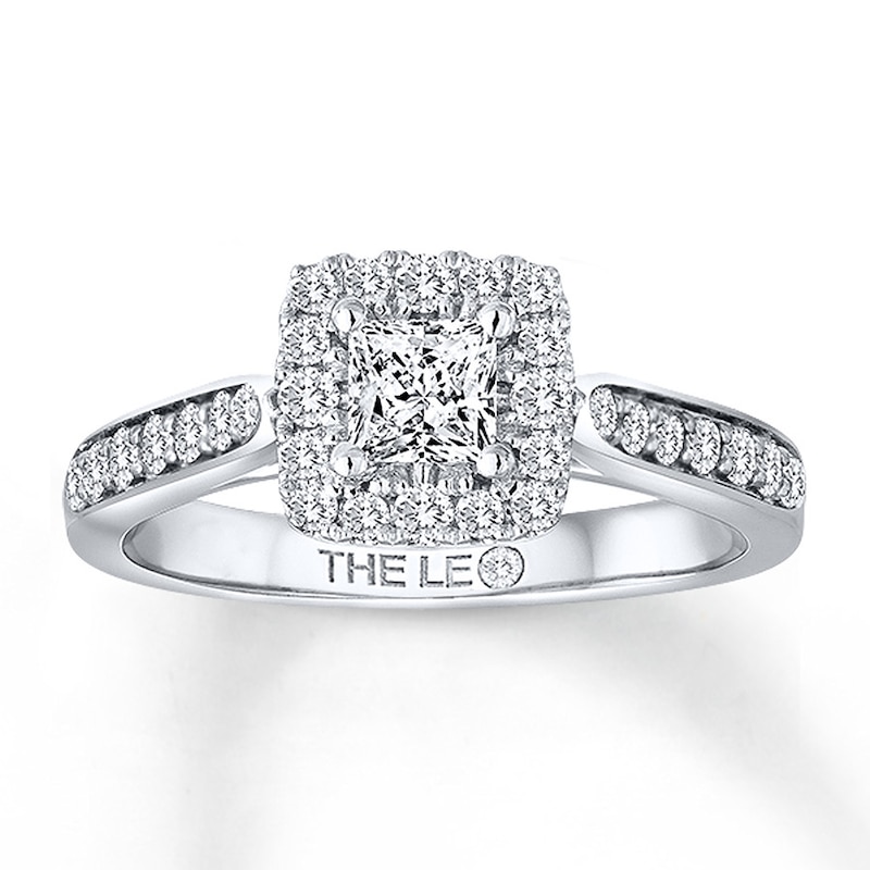 Previously Owned THE LEO Diamond Engagement Ring 3/4 ct tw Princess & Round-cut 14K White Gold