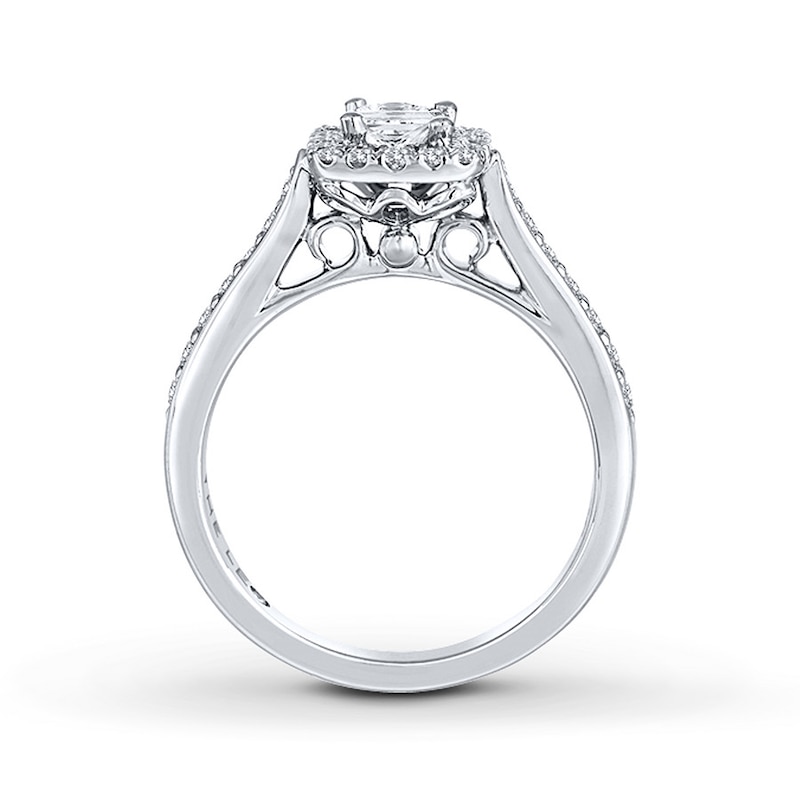 Previously Owned THE LEO Diamond Engagement Ring 3/4 ct tw Princess & Round-cut 14K White Gold