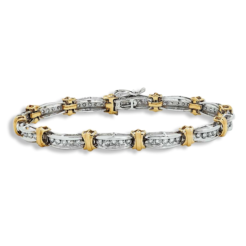 Previously Owned Diamond Bar Bracelet 2 ct tw 10K Two-Tone Gold