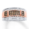 Previously Owned Brown/White Diamond Men's Wedding Band 1/2 ct tw Round-cut 10K Two-Tone Gold