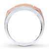 Thumbnail Image 1 of Previously Owned Brown/White Diamond Men's Wedding Band 1/2 ct tw Round-cut 10K Two-Tone Gold