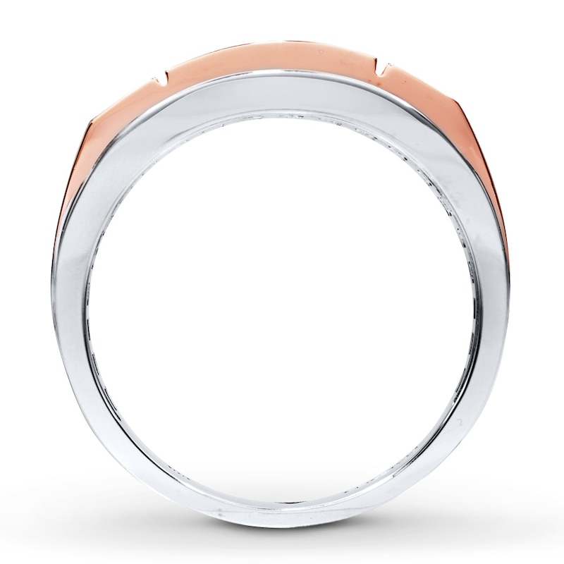 Previously Owned Brown/White Diamond Men's Wedding Band 1/2 ct tw Round-cut 10K Two-Tone Gold