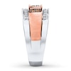 Thumbnail Image 2 of Previously Owned Brown/White Diamond Men's Wedding Band 1/2 ct tw Round-cut 10K Two-Tone Gold