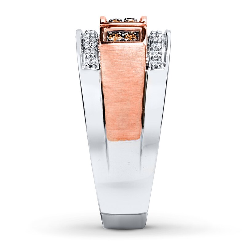 Previously Owned Brown/White Diamond Men's Wedding Band 1/2 ct tw Round-cut 10K Two-Tone Gold