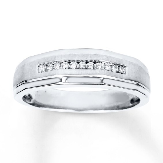 Previously Owned Men's Diamond Band 1/10 ct tw Round-cut 10K White Gold