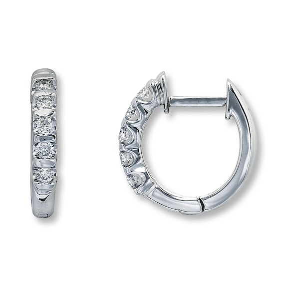 Previously Owned Diamond Hoop Earrings 1/4 ct tw Round-cut 14K White Gold