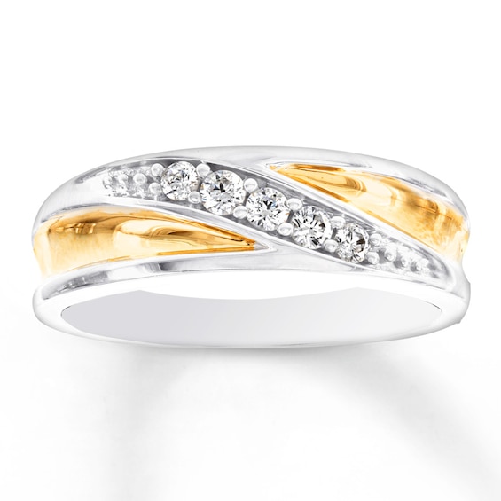 Previously Owned Men's Diamond Band 1/4 ct tw Round-cut 10K Two-Tone Gold