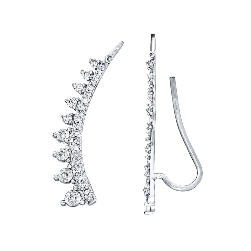 Main Image 1 of Previously Owned Diamond Earring Climbers 1/3 ct tw 10K White Gold