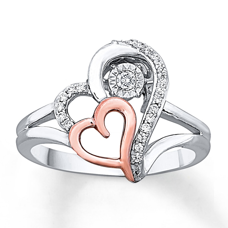 Previously Owned Unstoppable Love 1/10 ct tw Round-cut Ring Sterling Silver/10K Rose Gold