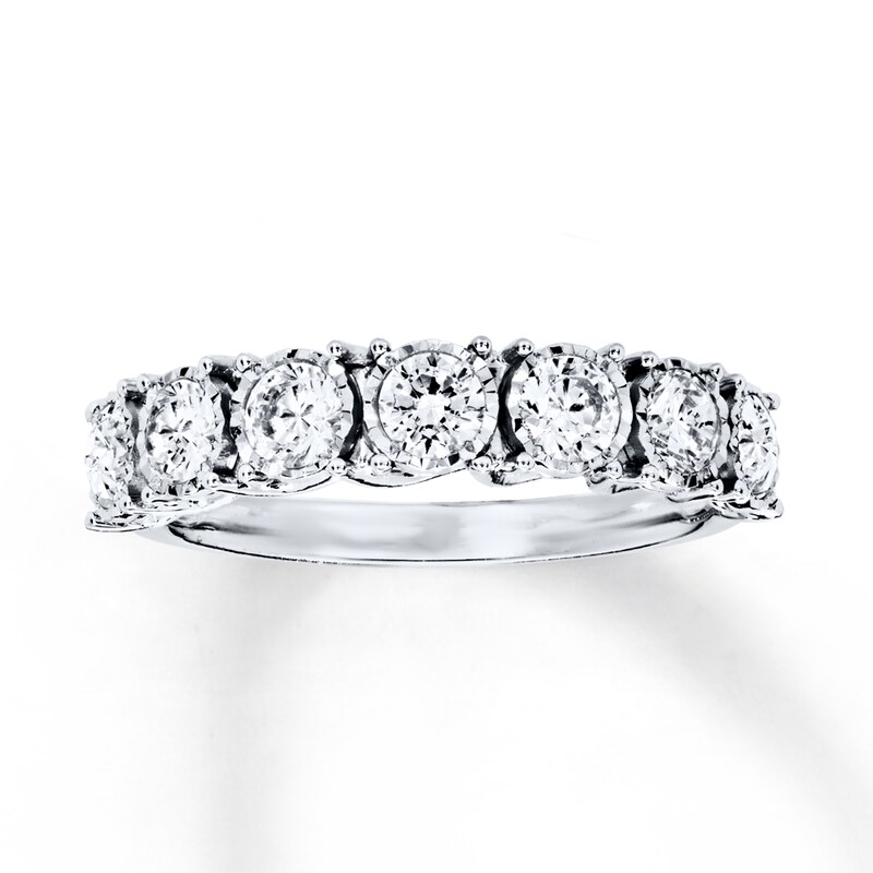 Main Image 1 of Previously Owned Diamond Anniversary Band 1 ct tw Round-cut 10K White Gold
