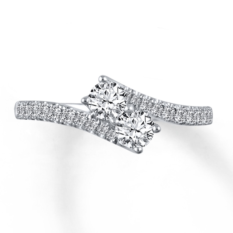 Main Image 1 of Previously Owned Ever Us Two-Stone Anniversary Ring 3/4 ct tw Round-cut Diamonds 14K White Gold