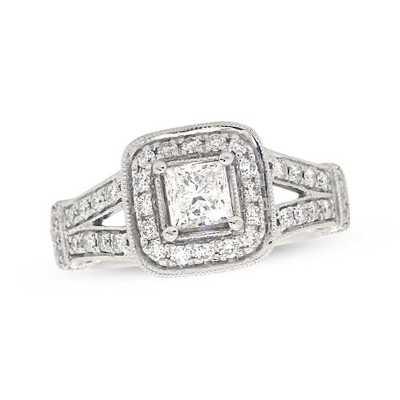 Previously Owned Diamond Engagement Ring 1 ct tw Princess 14K White Gold