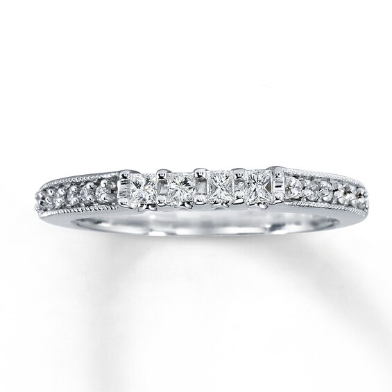 Previously Owned Diamond Wedding Band 1/5 ct tw Round & Princess-cut 14K White Gold